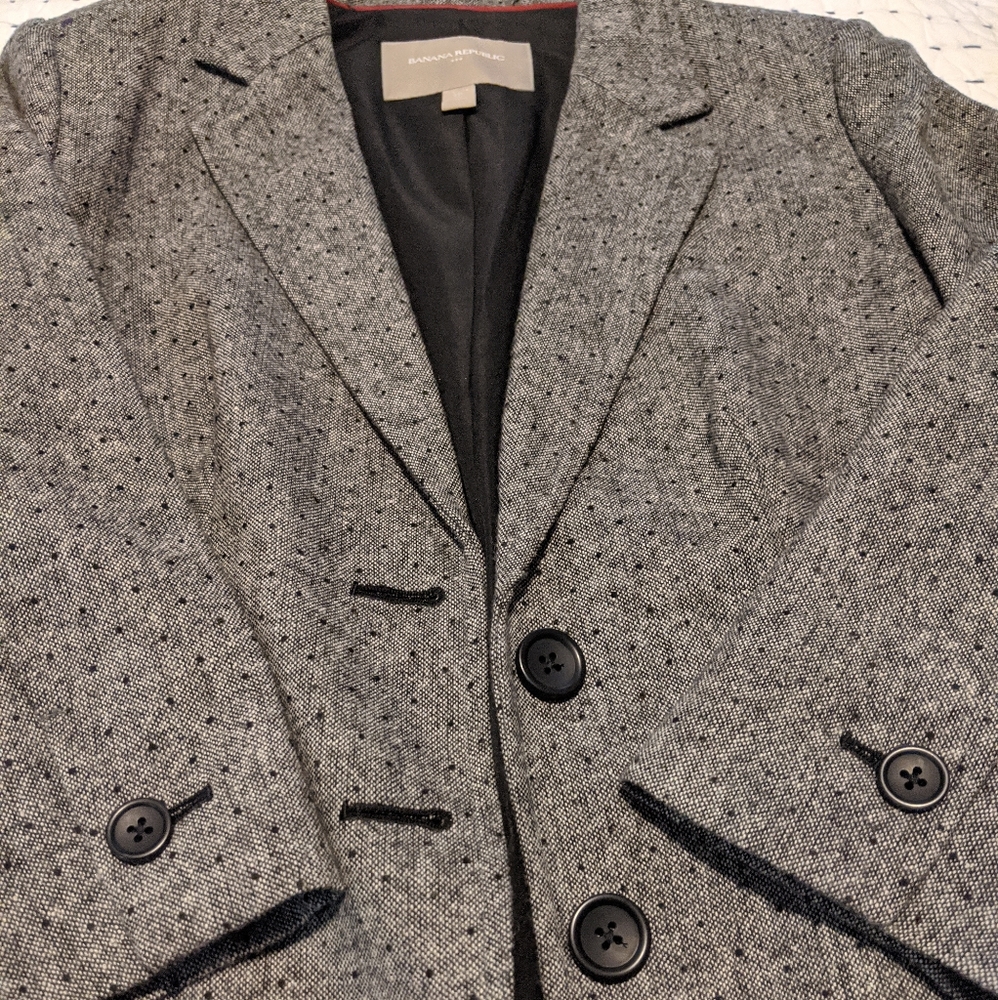 Banana Republic Grey Dot Blazer 2 Petite